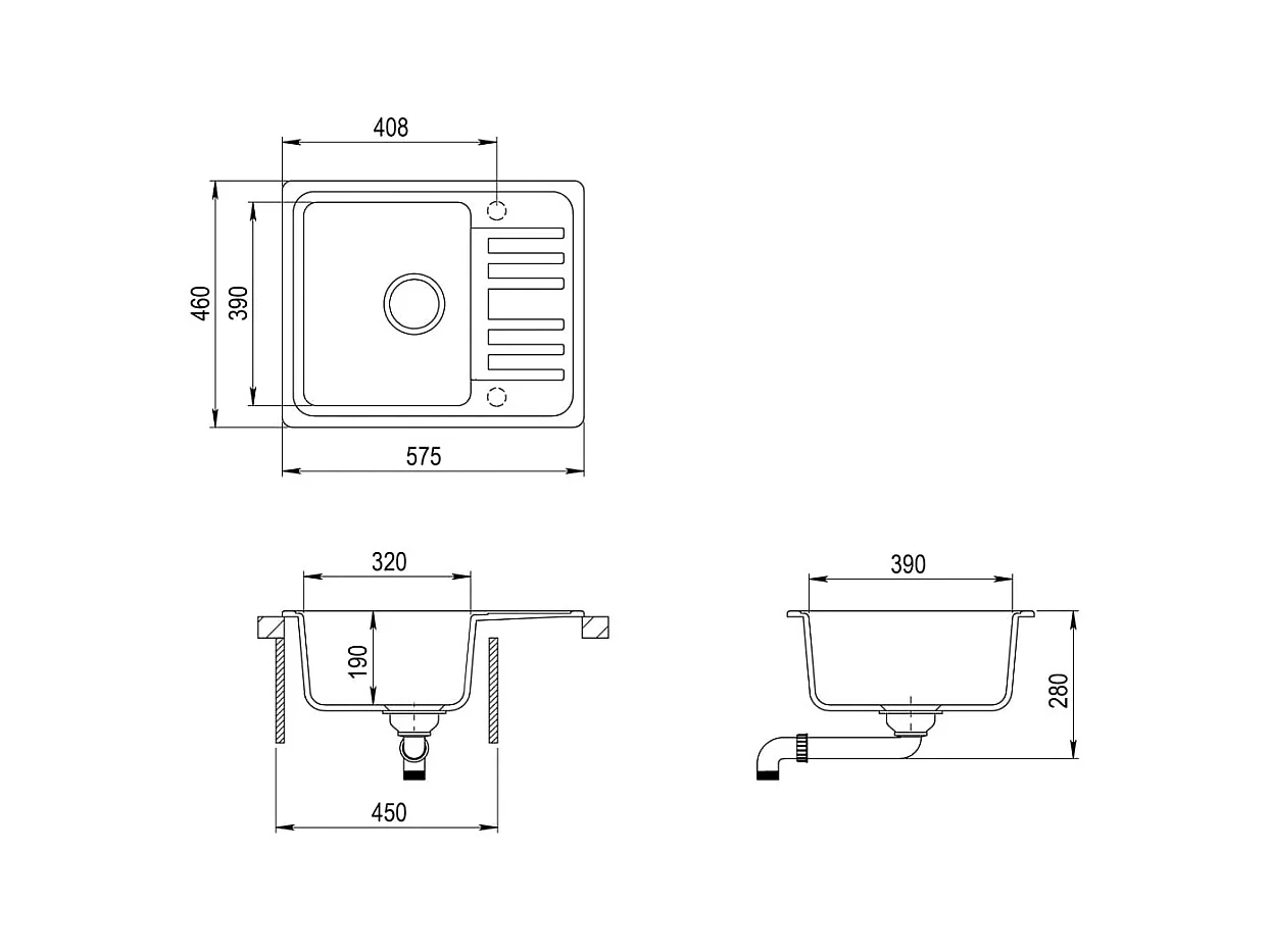 Évier de cuisine seul beige 57.5 x 46 x 28 cm 02_0002345