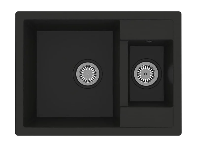 Fregadero de cocina y dos lavabos con rebosadero 58 x 44 cm granito negro 02_0002405