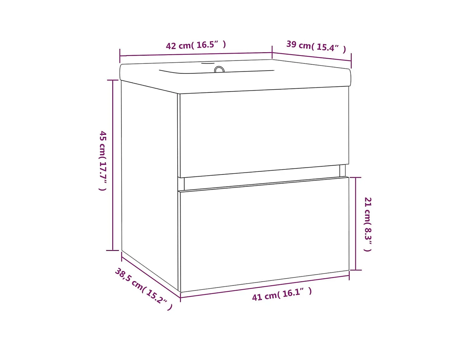 Móvel de pia Sonoma com lavatório integrado 41 x 38,5 x 45 cm madeira trabalhada cinza 02_0006886