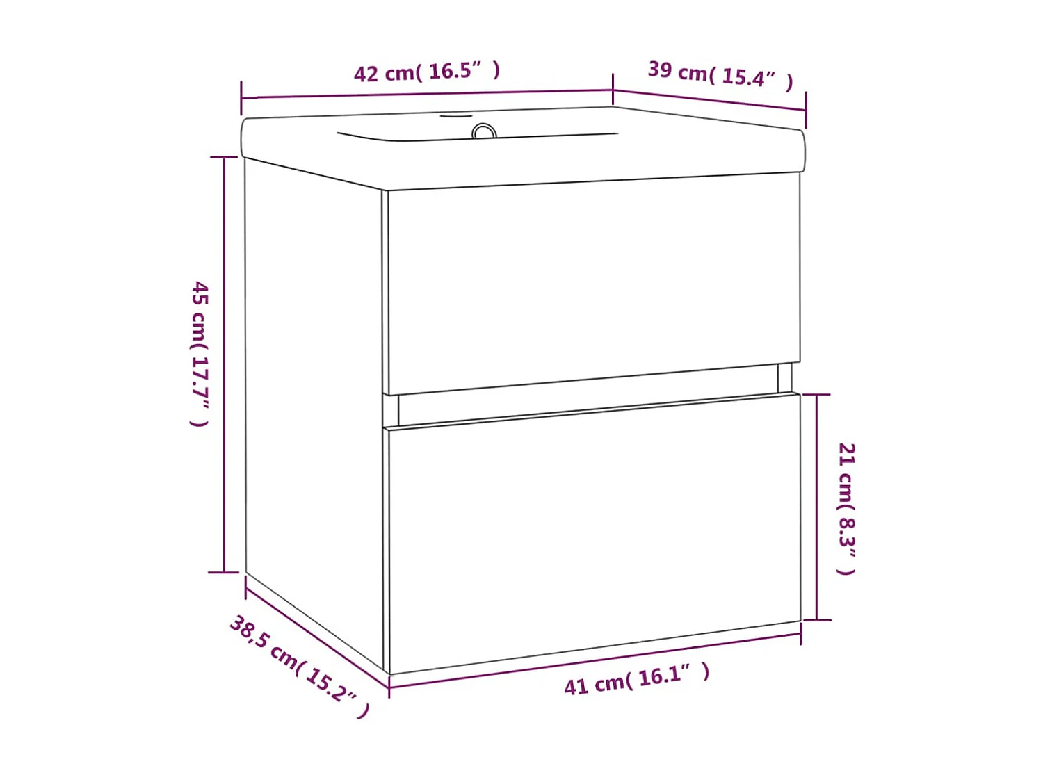 Móvel de pia Sonoma com lavatório integrado 41 x 38,5 x 45 cm madeira trabalhada cinza 02_0006886