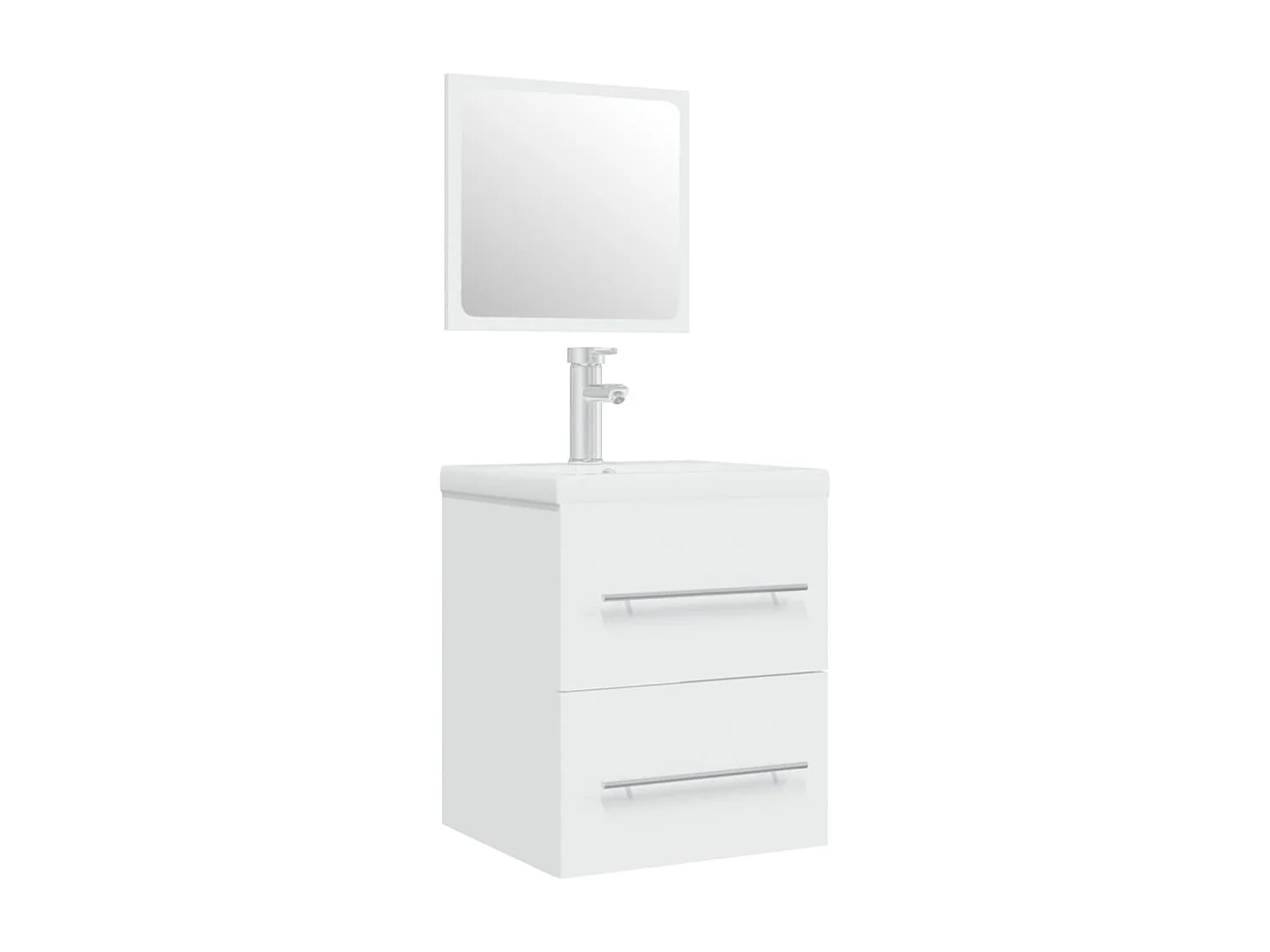 Mobile lavabo con vasca integrata 41 x 385 x 48 cm in legno lamellare bianco 02_0006858