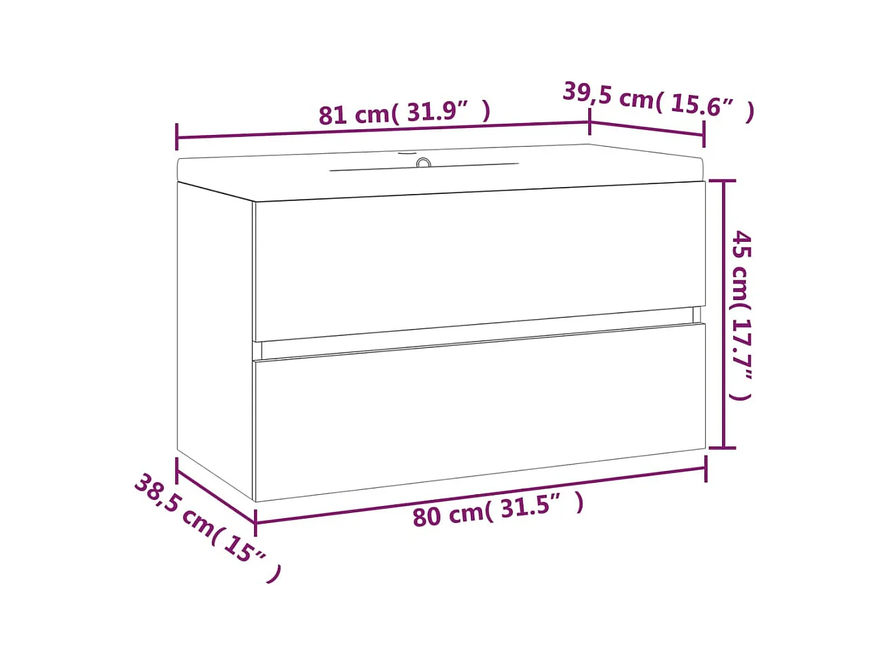 Móvel lavatório com lavatório integrado 80 x 38,5 x 45 cm madeira maciça marrom 02_0006867