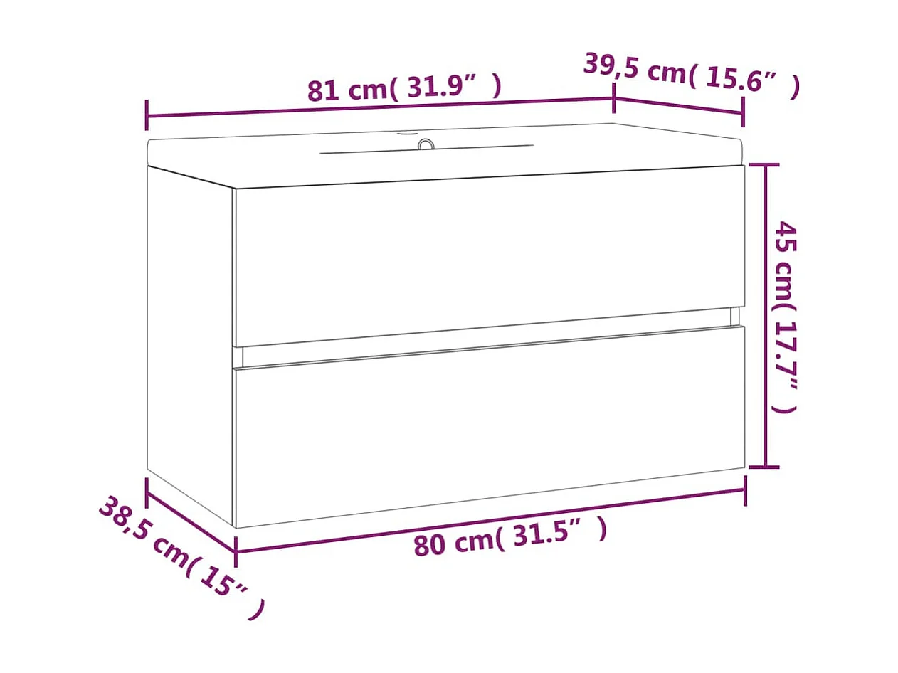 Mobile lavabo con vasca integrata 80 x 38,5 x 45 cm multistrato marrone 02_0006867