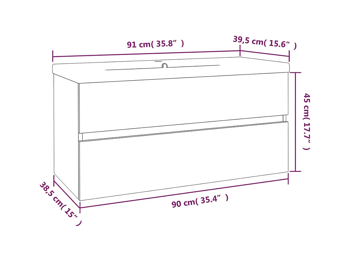 Móvel lavatório com lavatório integrado 91 x 39,5 x 18,5 cm madeira engenharia cinza sonoma 02_0006881
