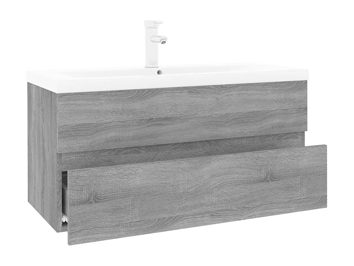 Mueble de lavabo con lavabo integrado 91 x 39,5 x 18,5 cm madera de ingeniería gris Sonoma 02_0006881
