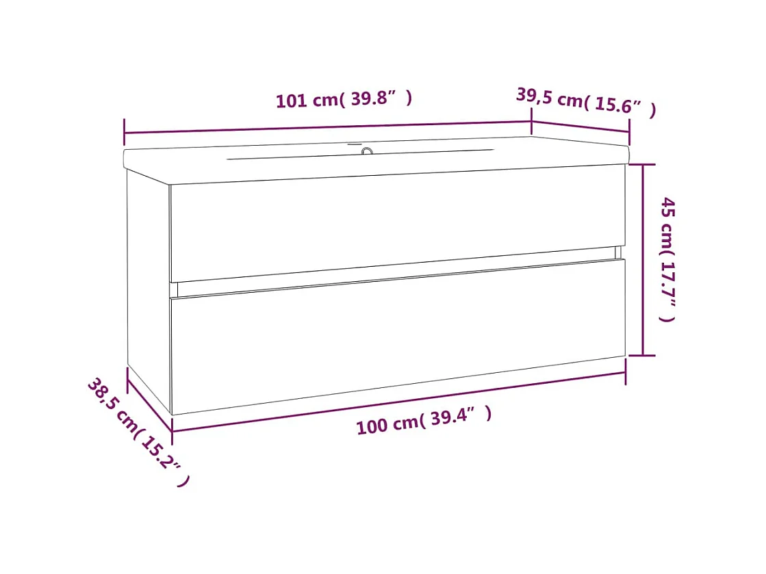 Base lavabo con vasca integrata 100 x 38,5 x 45 cm MDF grigio Sonoma 02_0006884