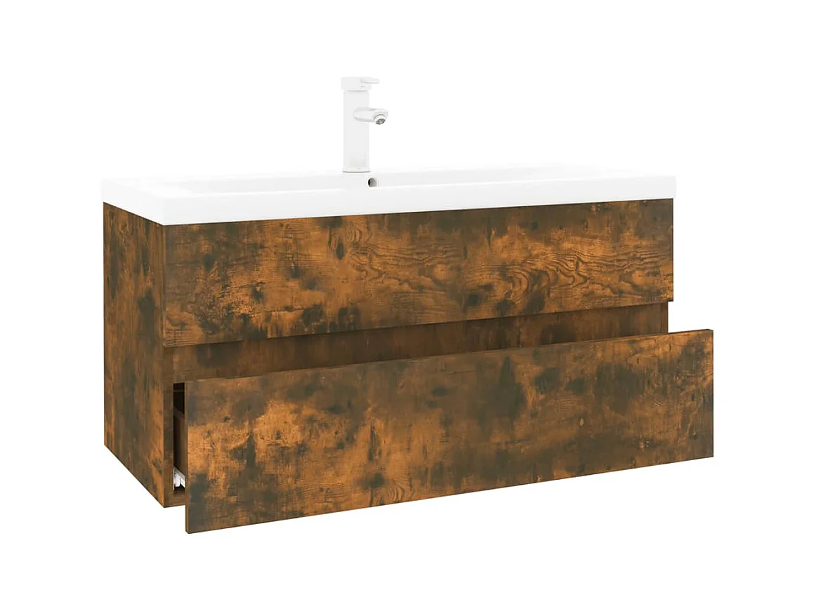 Meuble lavabo avec bassin bois beige 90 x 38.5 x 45 cm 02_0006871