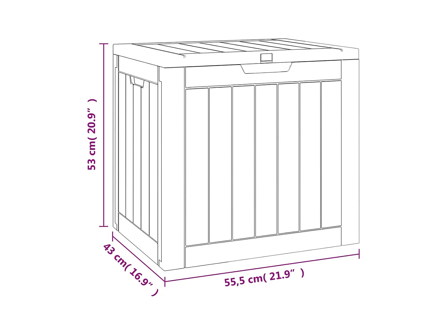 Caja de almacenaje para jardín 55,5 x 43 x 53 cm pp marrón claro 02_0013139