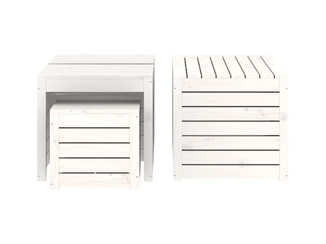 Ensemble de boîtes de bois blanche 101 x 50.5 x 46.5 cm 02_0013179