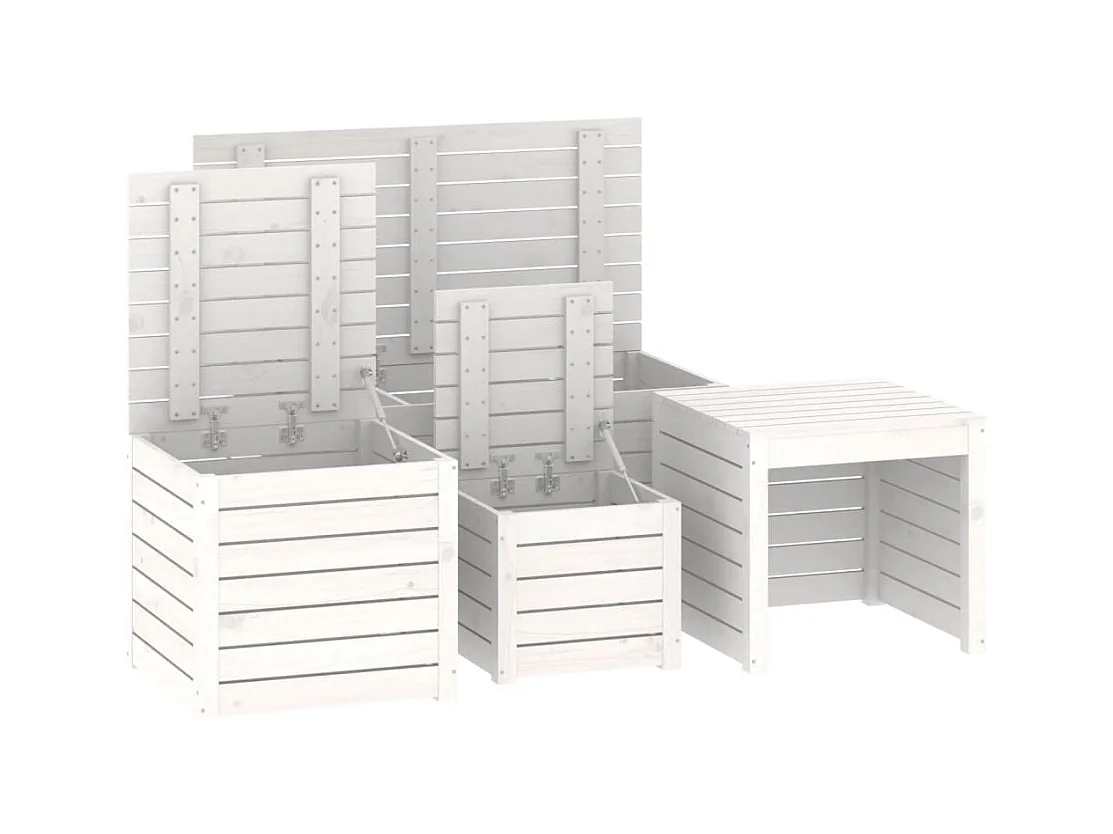 Ensemble de boîtes de bois blanche 101 x 50.5 x 46.5 cm 02_0013179