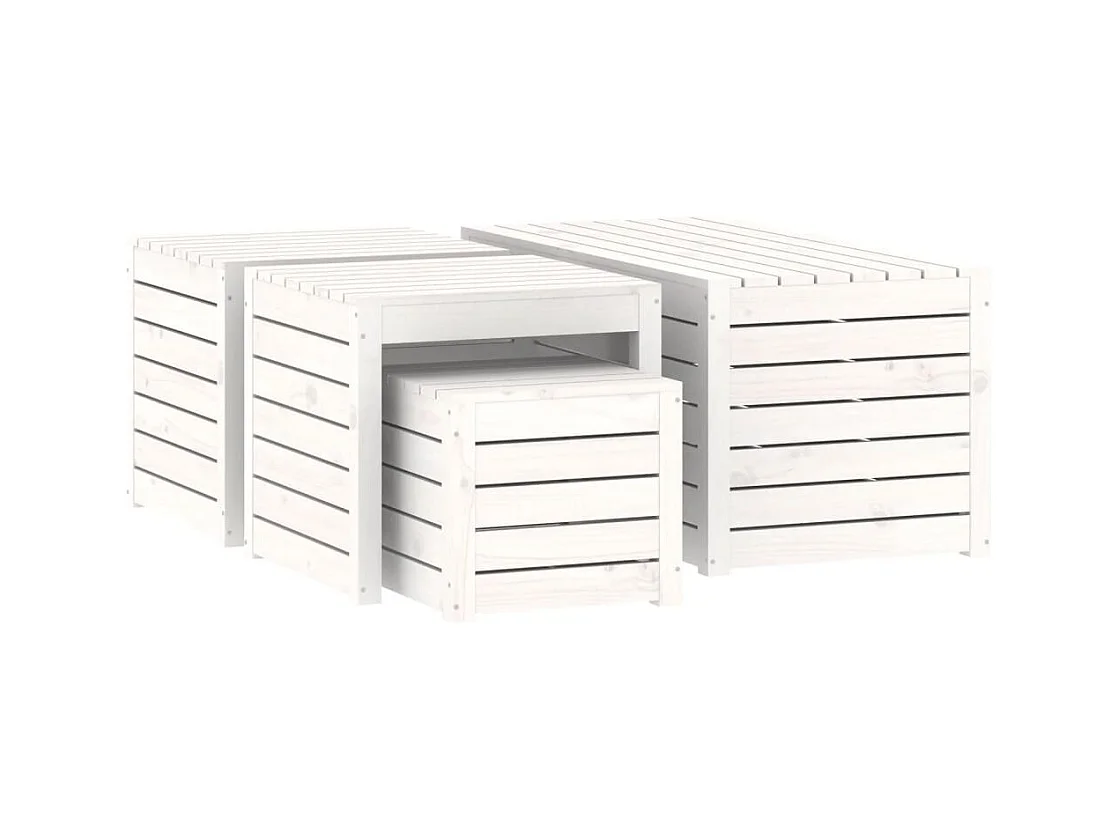 Set da giardino 4 pezzi in legno di pino massiccio bianco 02_0013179