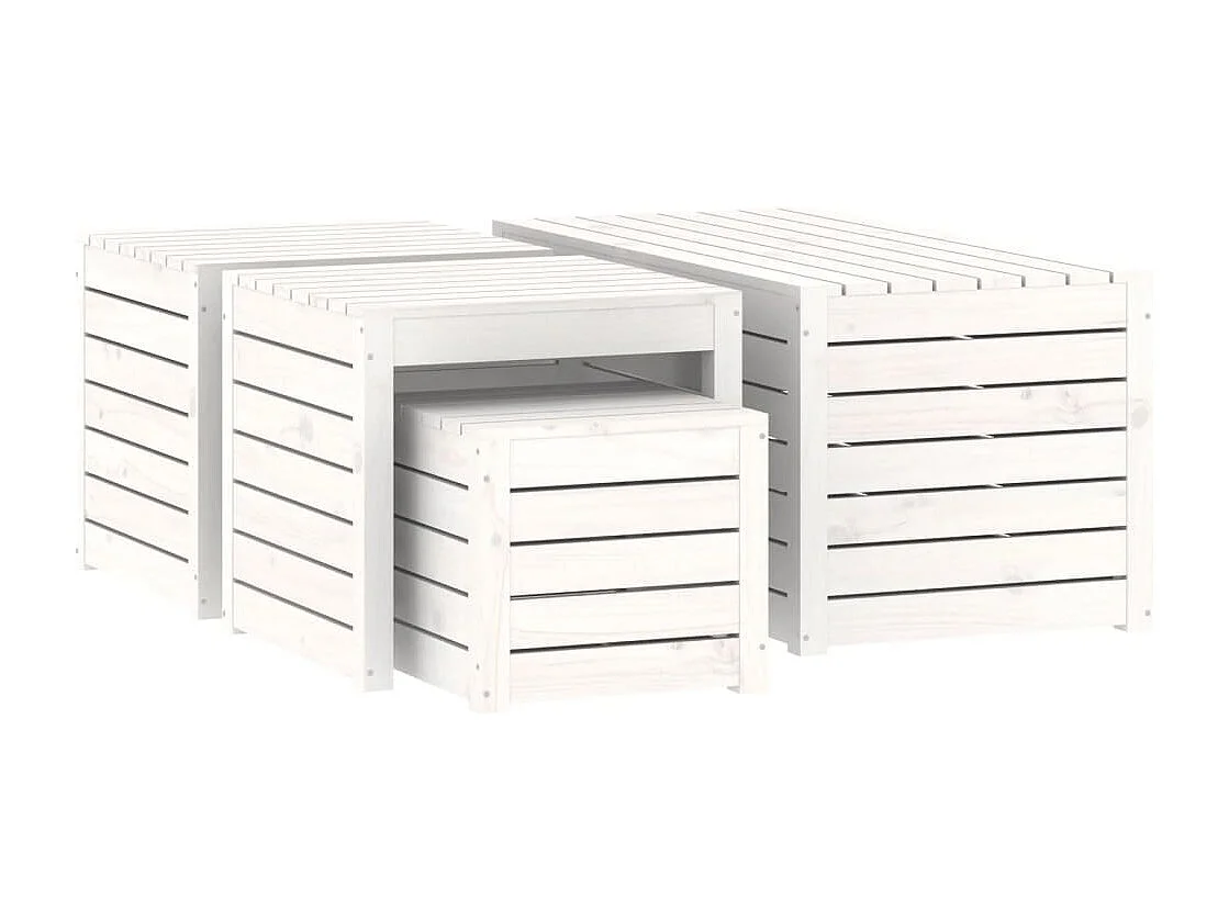 Set da giardino 4 pezzi in legno di pino massiccio bianco 02_0013179