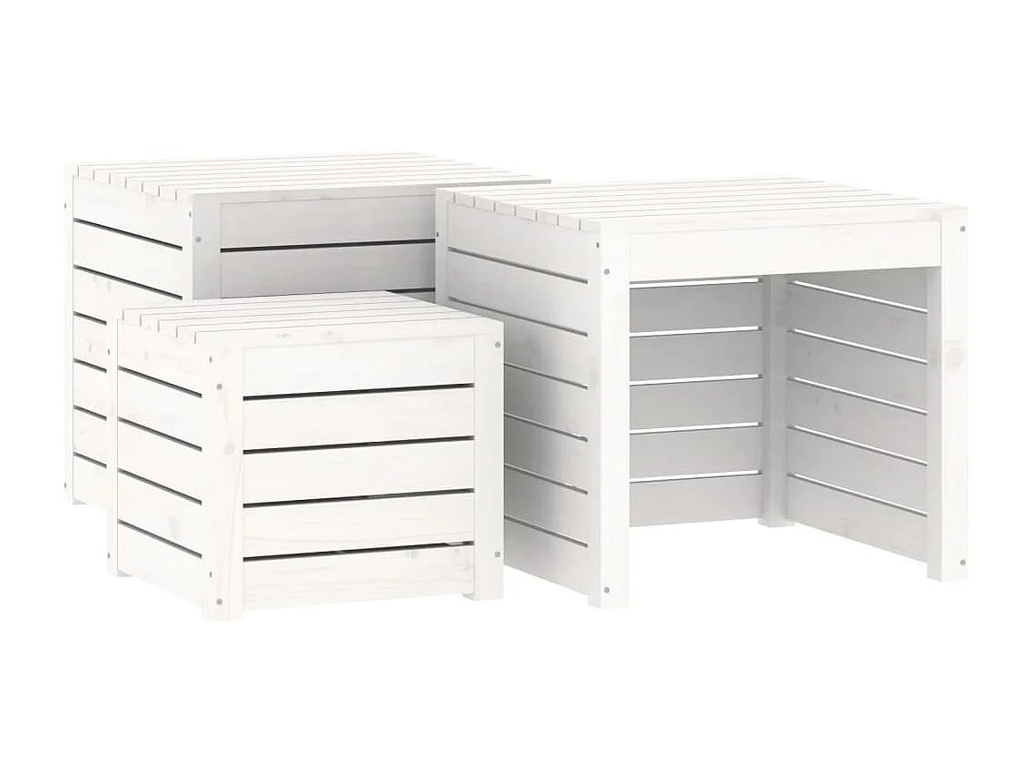 Set da giardino 4 pezzi in legno di pino massiccio bianco 02_0013179