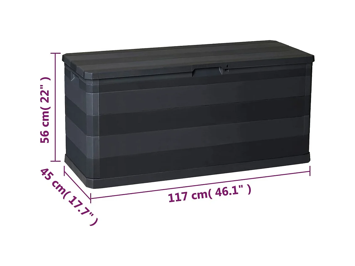 Baúl de almacenamiento para muebles de jardín 117 x 45 x 56 cm color negro 02_0013108