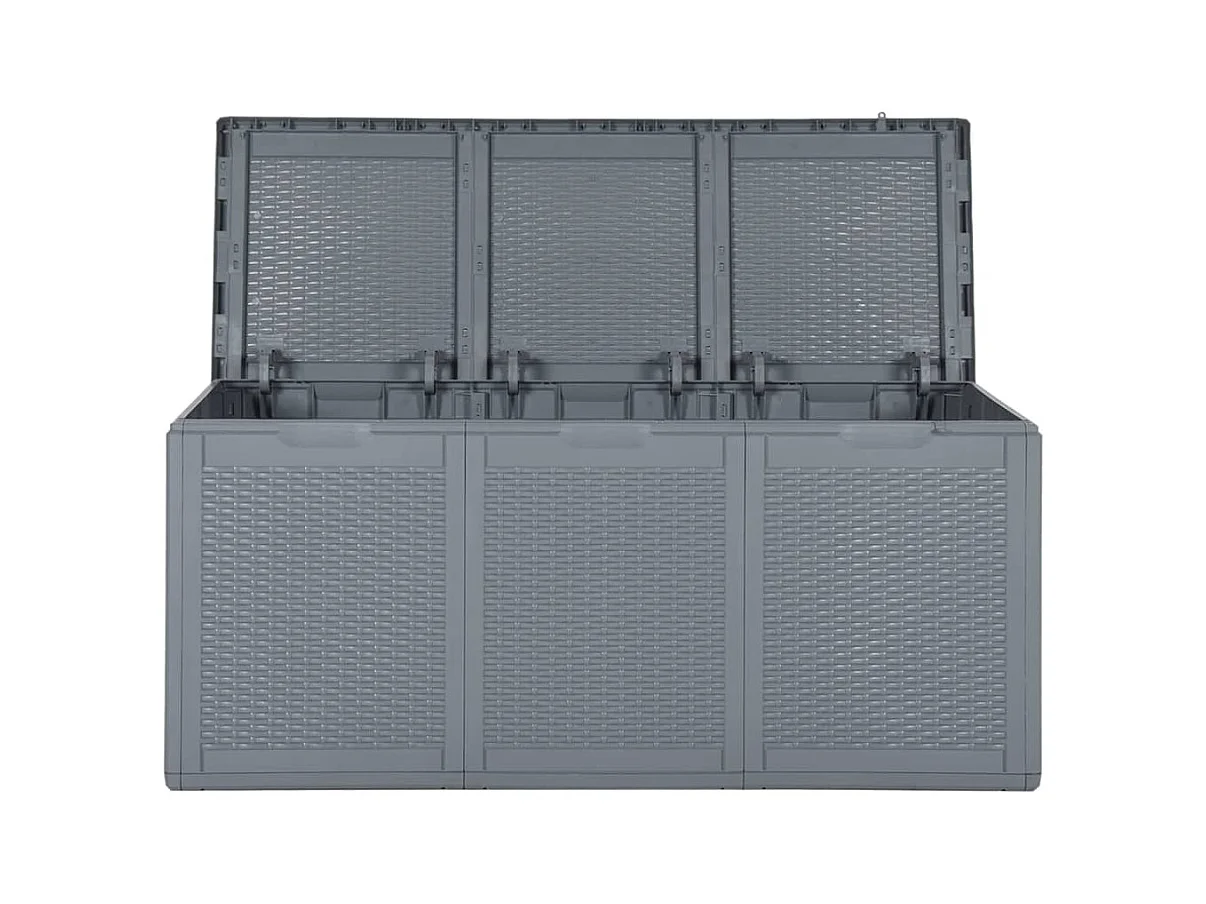 Baúl para muebles de jardín almacenaje gris PP ratán 270 litros 02_0013091