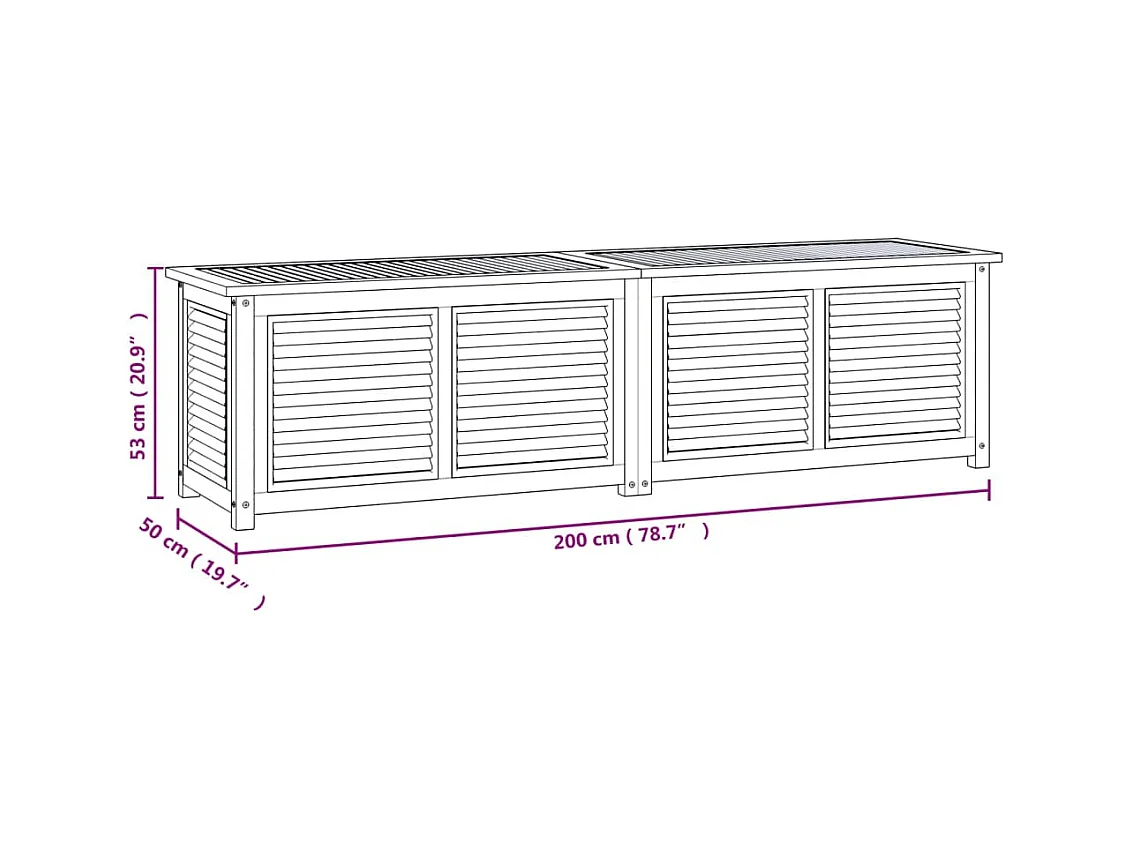 Box portaoggetti da giardino e borsa 200 x 50 x 53 cm legno massello di teak 02_0013133