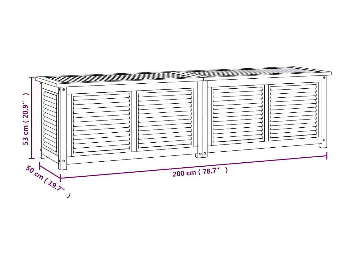 Box portaoggetti da giardino e borsa 200 x 50 x 53 cm legno massello di teak 02_0013133