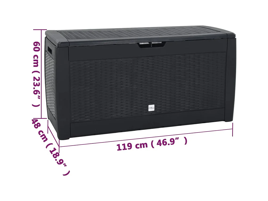 Caja de almacenamiento de jardín 119 x 48 x 60 cm antracita polipropileno 02_0013141