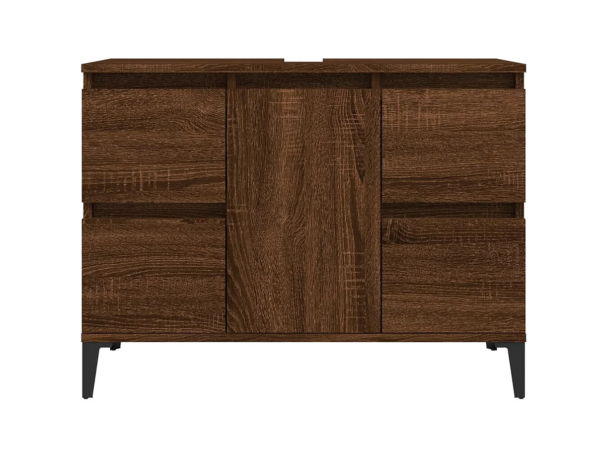 Armário de lavatório para móvel de pia 80 x 33 x 60 cm madeira engenharia carvalho marrom 02_0006827