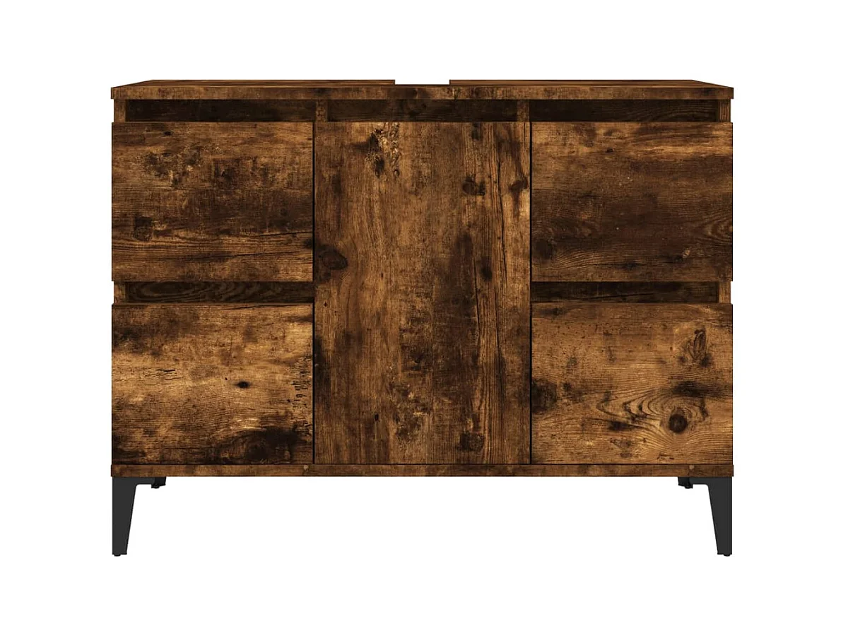 Móvel de pia 80 x 33 x 60 cm madeira trabalhada carvalho fumê 02_0006822