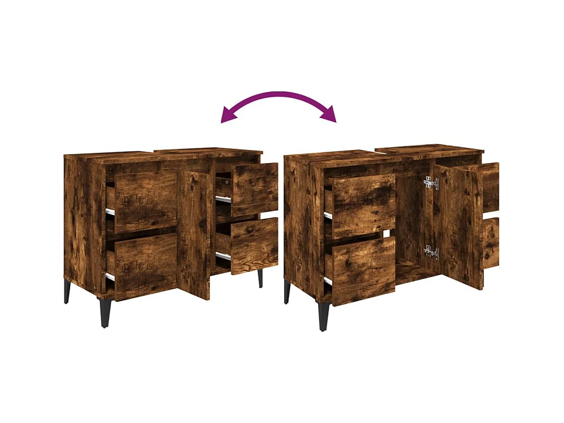 Móvel de pia 80 x 33 x 60 cm madeira trabalhada carvalho fumê 02_0006822