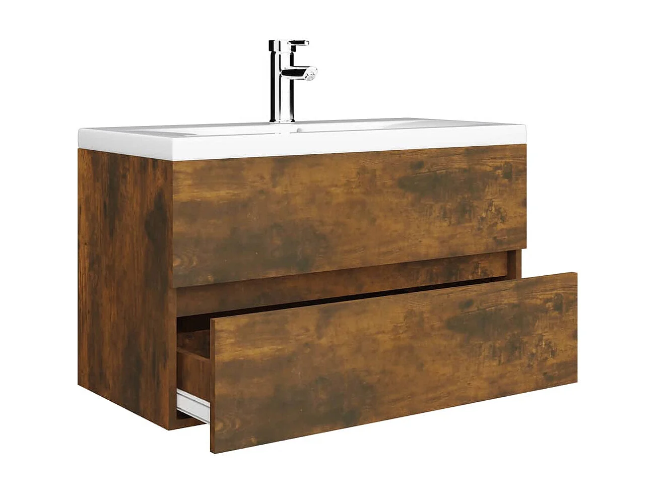 Mobile lavabo da bagno con lavabo integrato e rubinetto 81 x 39 x 18 cm MDF marrone 02_0006874