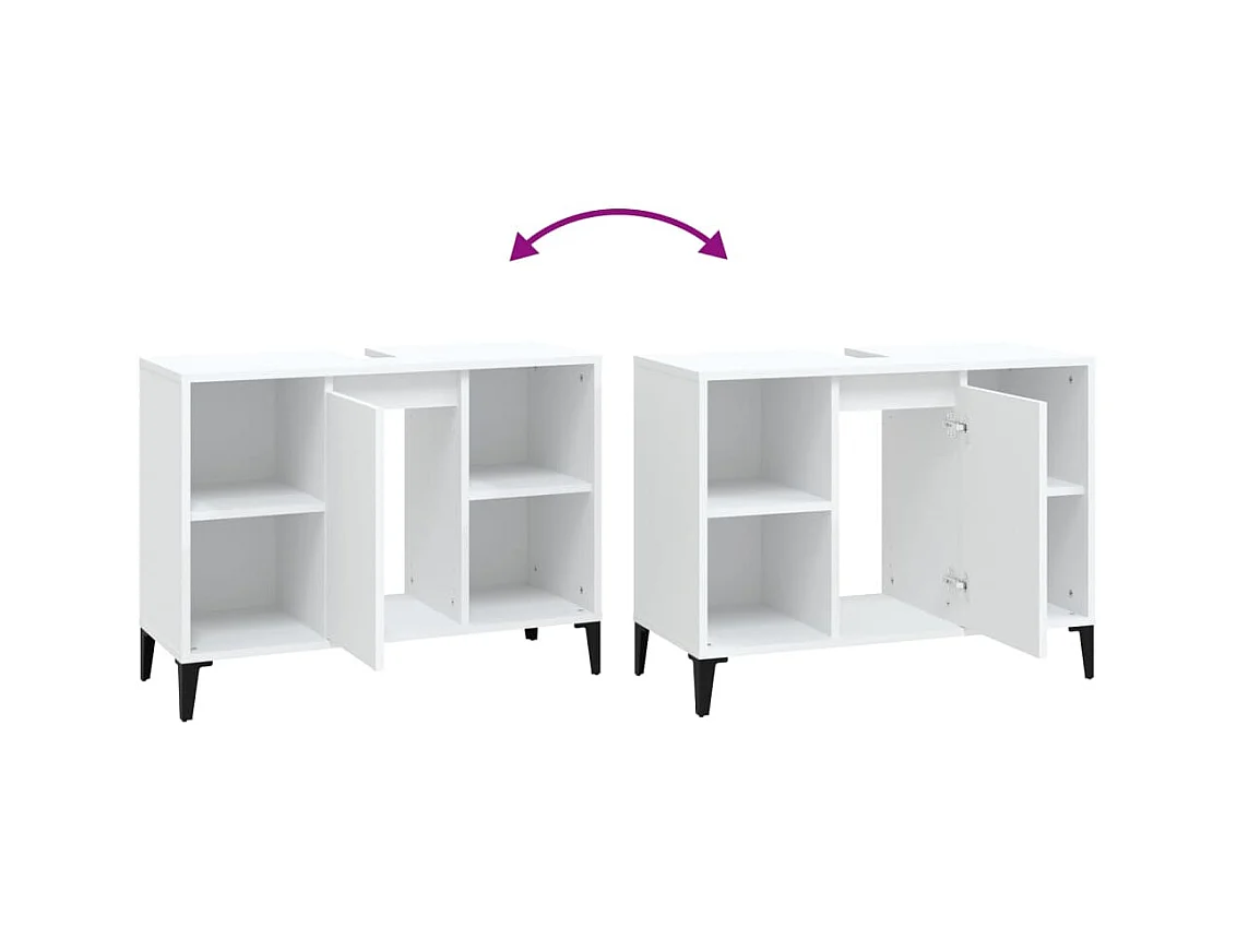 Móvel de pia 80 x 33 x 60 cm madeira de engenharia branca 02_0006808