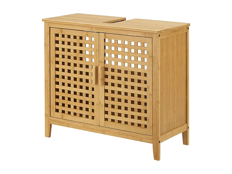 Móvel lavatório com 2 portas 60 x 67 x 30 cm em bambu 03_0007739