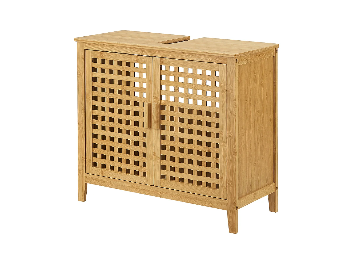 Móvel lavatório com 2 portas 60 x 67 x 30 cm em bambu 03_0007739