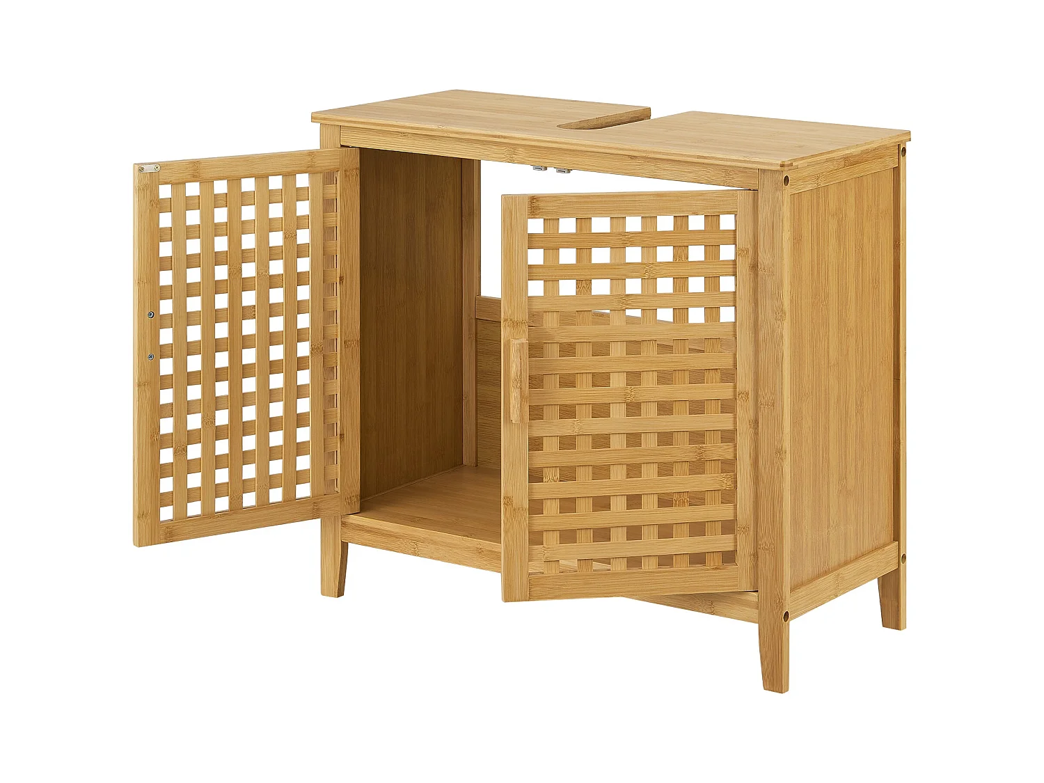 Móvel lavatório com 2 portas 60 x 67 x 30 cm em bambu 03_0007739