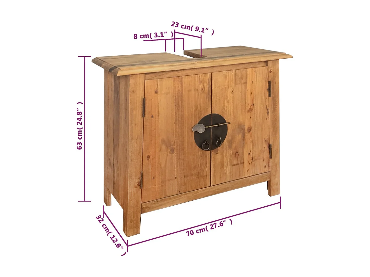 Mueble de baño reciclado 70 x 32 x 63 cm pino macizo 02_0006888