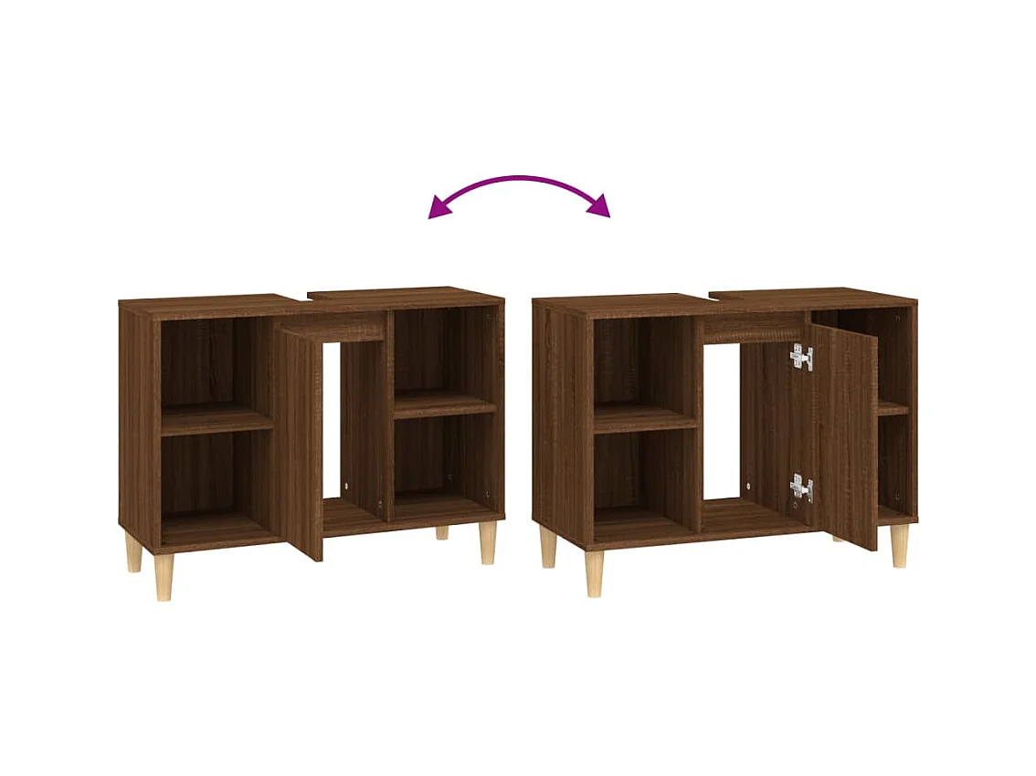 Meuble d'évier sous lavabo bois marron 80 x 33 x 60 cm 02_0006828