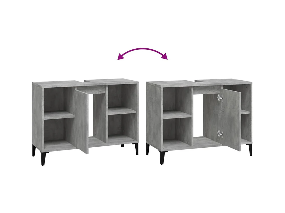 Móvel para pia de banheiro 80 x 33 x 60 cm madeira engenharia cinza 02_0006837