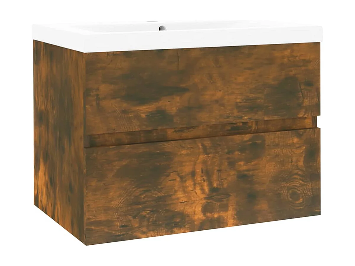 Mueble bajo lavabo 60 x 38,5 x 45 cm con lavabo integrado madera contrachapada de roble ahumado 02_0006875