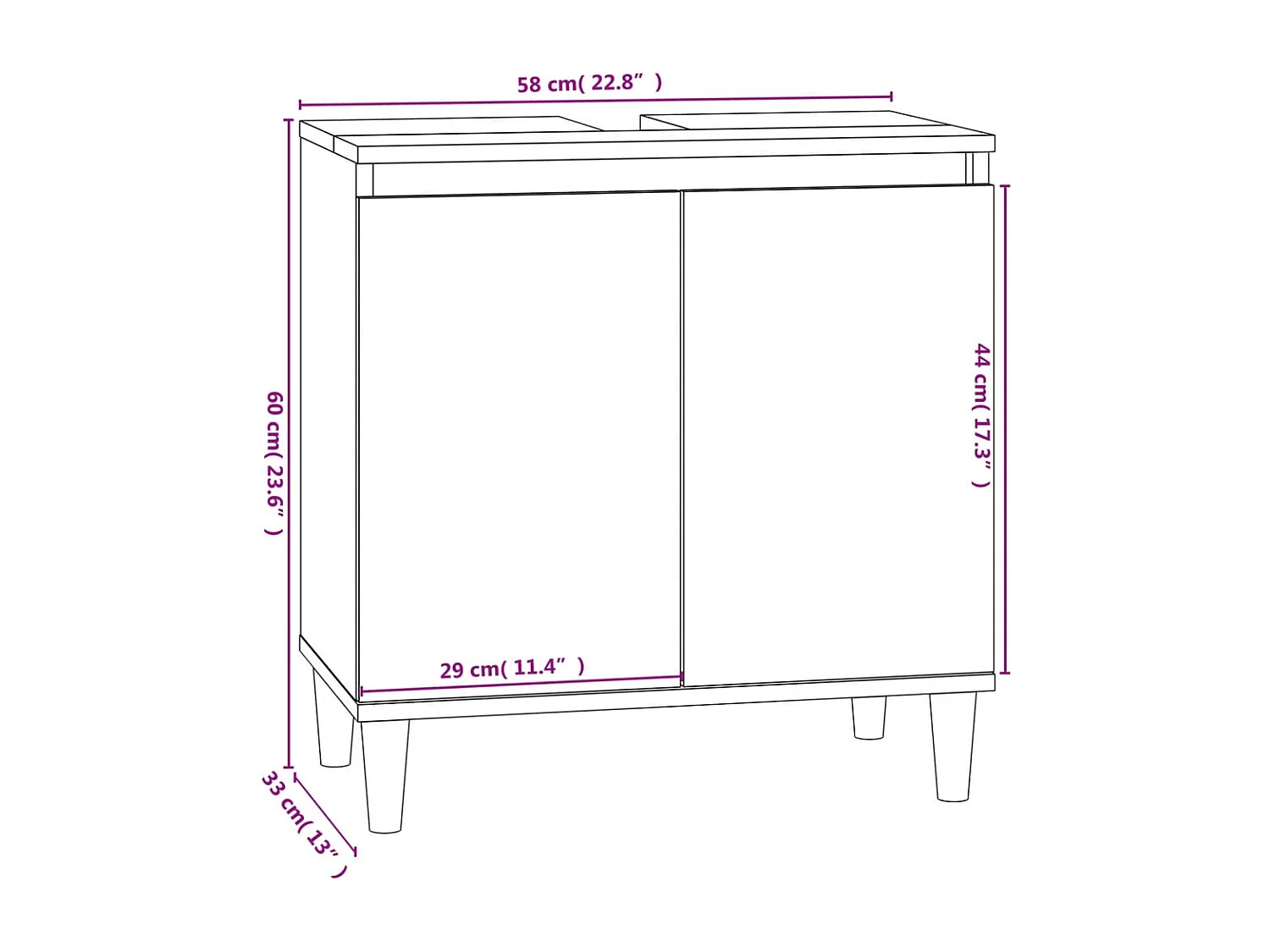 Meuble d'évier 58 x bois marron 54 x 33 x 60 cm 02_0006835