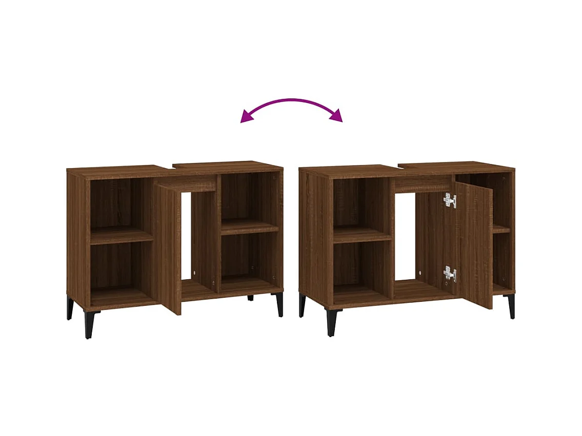 Móvel para pia de banheiro 80 x 33 x 60 cm madeira maciça marrom 02_0006826