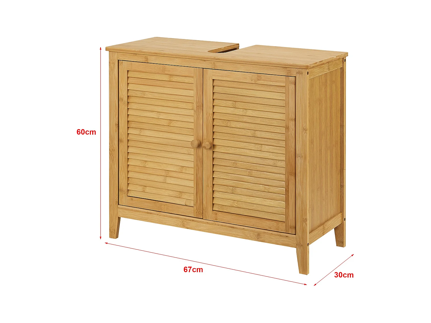 Móvel lavatório com 2 portas 60 x 67 x 30 cm bambu 03_0007738