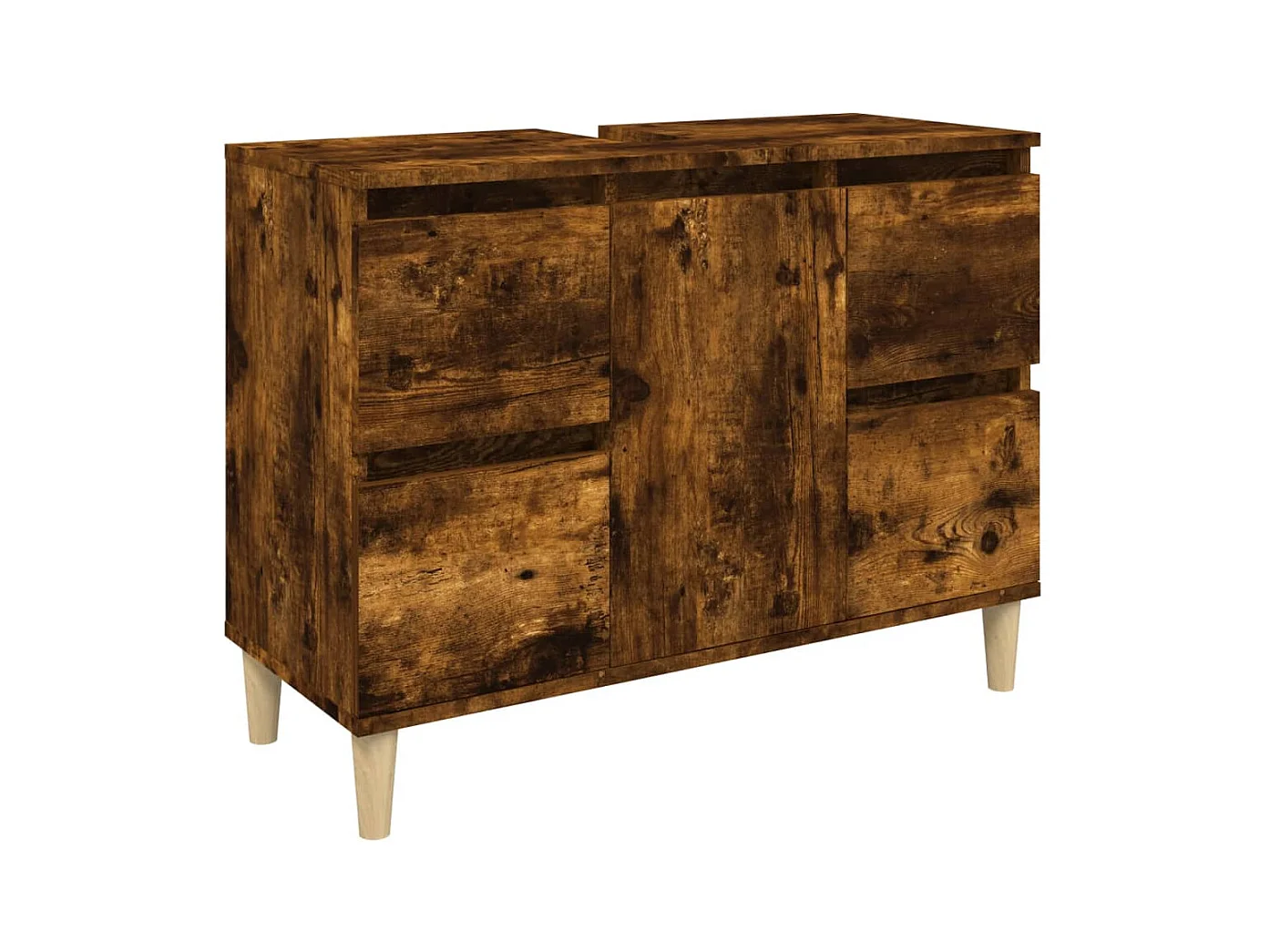 Mobile lavabo sottolavabo 80 x 33 x 60 cm in derivati ​​del legno rovere affumicato 02_0006820