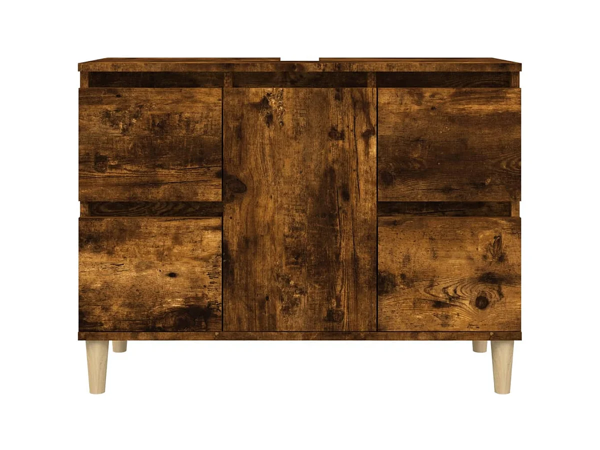 Mobile lavabo sottolavabo 80 x 33 x 60 cm in derivati ​​del legno rovere affumicato 02_0006820