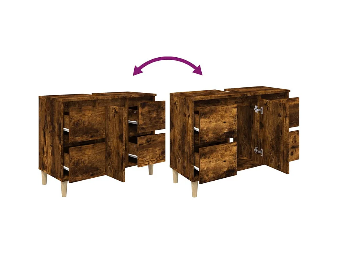 Mobile lavabo sottolavabo 80 x 33 x 60 cm in derivati ​​del legno rovere affumicato 02_0006820