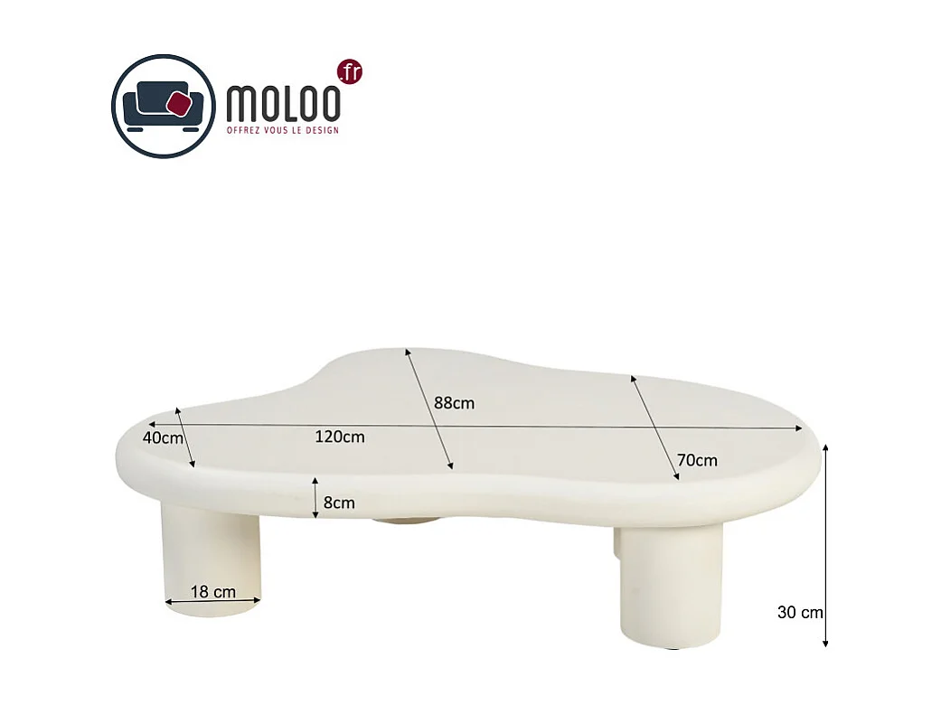 MONA-Table basse organique en Béton enduit