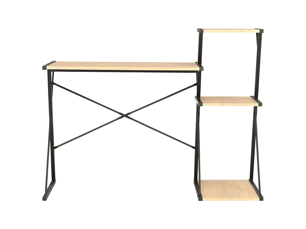 Scrivania tavolo postazione di lavoro mobile per computer studio con ripiano e rovere 116 x 50 x 93 cm nero 02_0023480