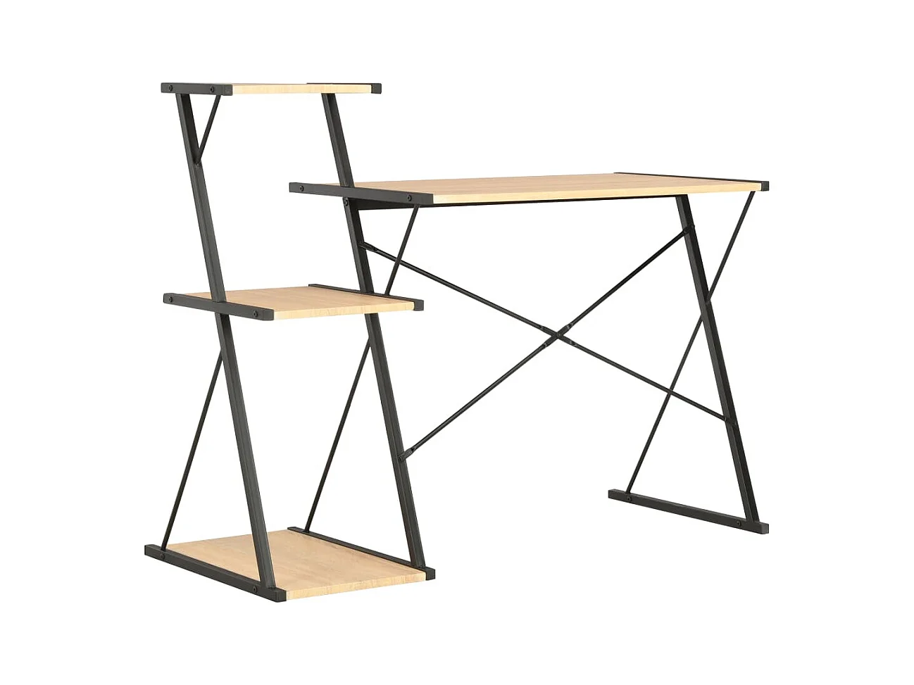 Scrivania tavolo postazione di lavoro mobile per computer studio con ripiano e rovere 116 x 50 x 93 cm nero 02_0023480