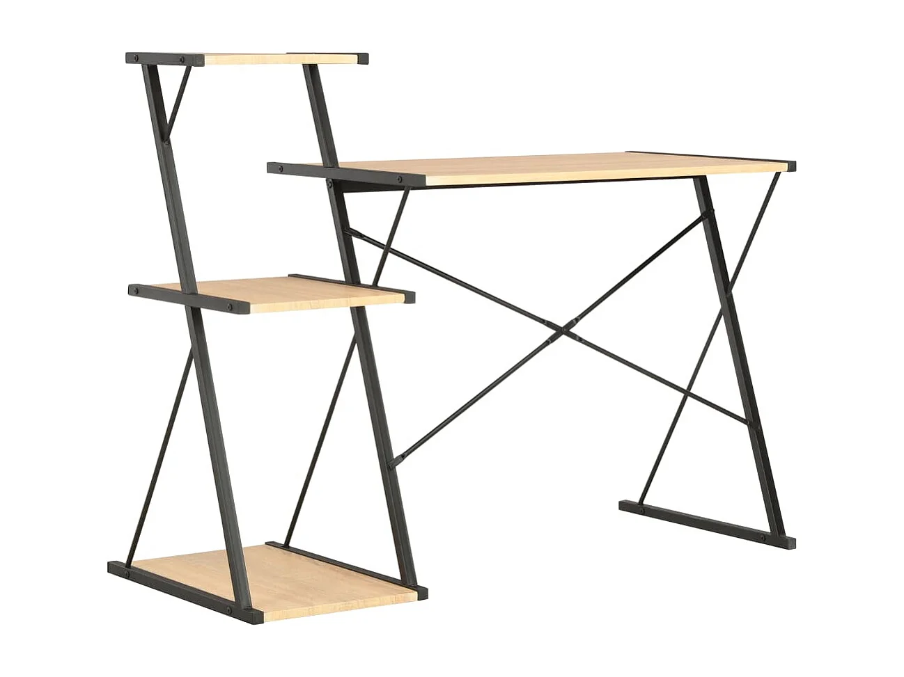 Mesa escritorio puesto de trabajo mueble ordenador estudio con estante y roble 116 x 50 x 93 cm negro 02_0023480