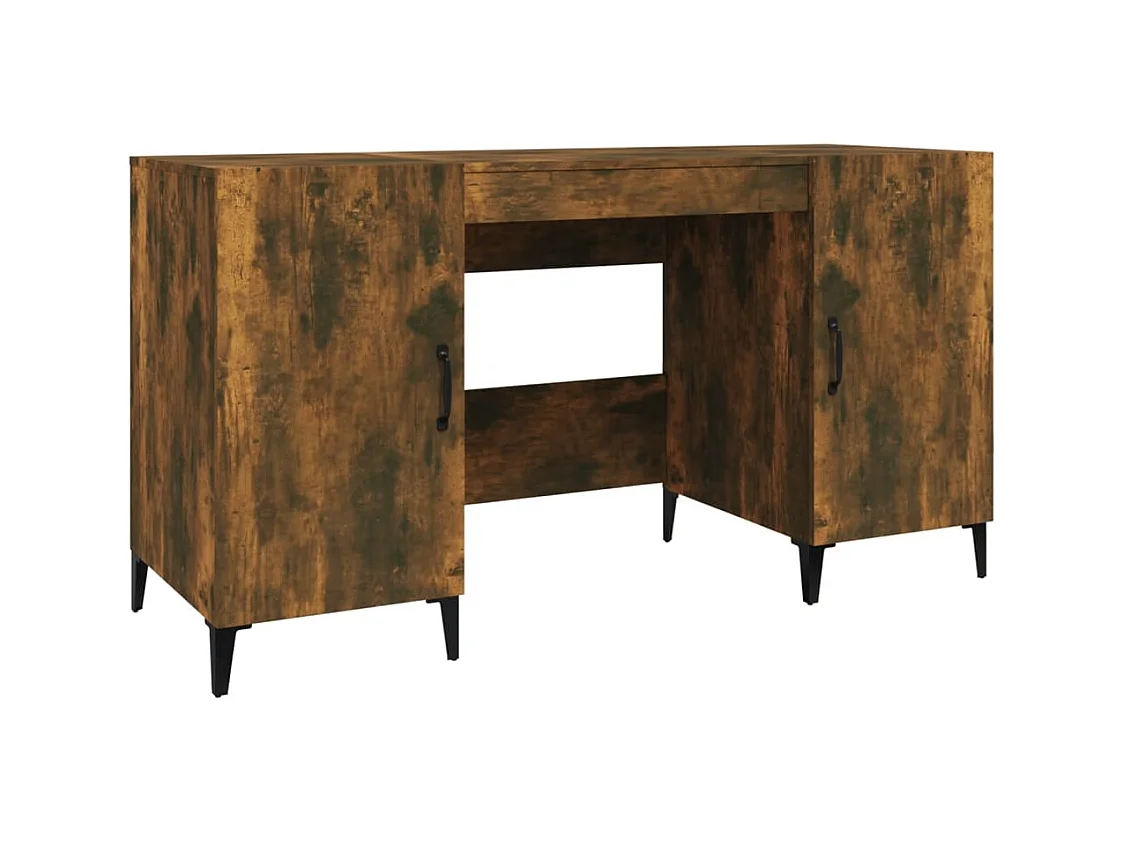 Scrivania tavolo postazione di lavoro mobile per computer studio IT rovere affumicato 140 x 50 x 75 cm derivati ​​del legno marrone 02_0023580