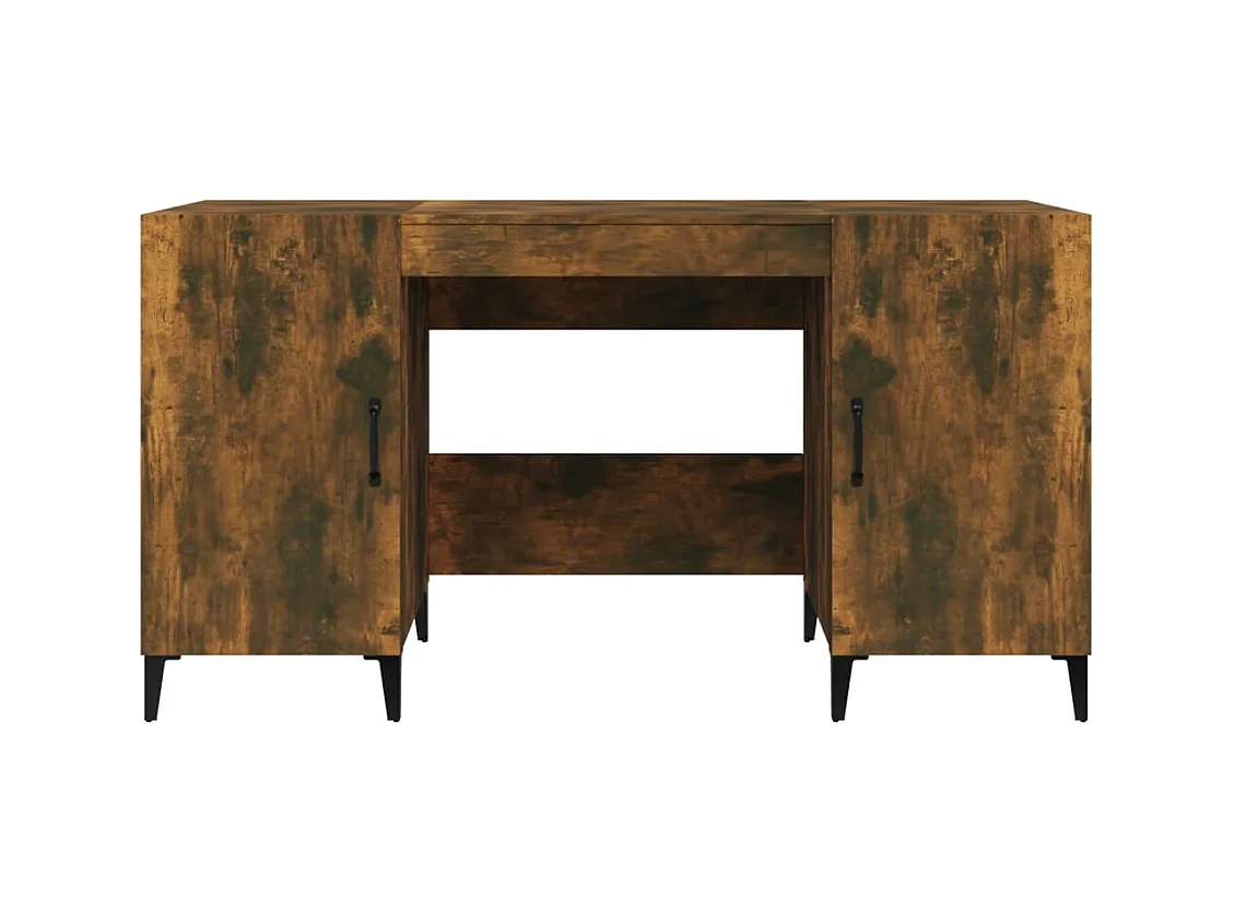 Scrivania tavolo postazione di lavoro mobile per computer studio IT rovere affumicato 140 x 50 x 75 cm derivati ​​del legno marrone 02_0023580