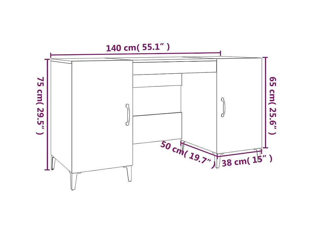 Scrivania tavolo postazione di lavoro mobile per computer studio IT rovere affumicato 140 x 50 x 75 cm derivati ​​del legno marrone 02_0023580