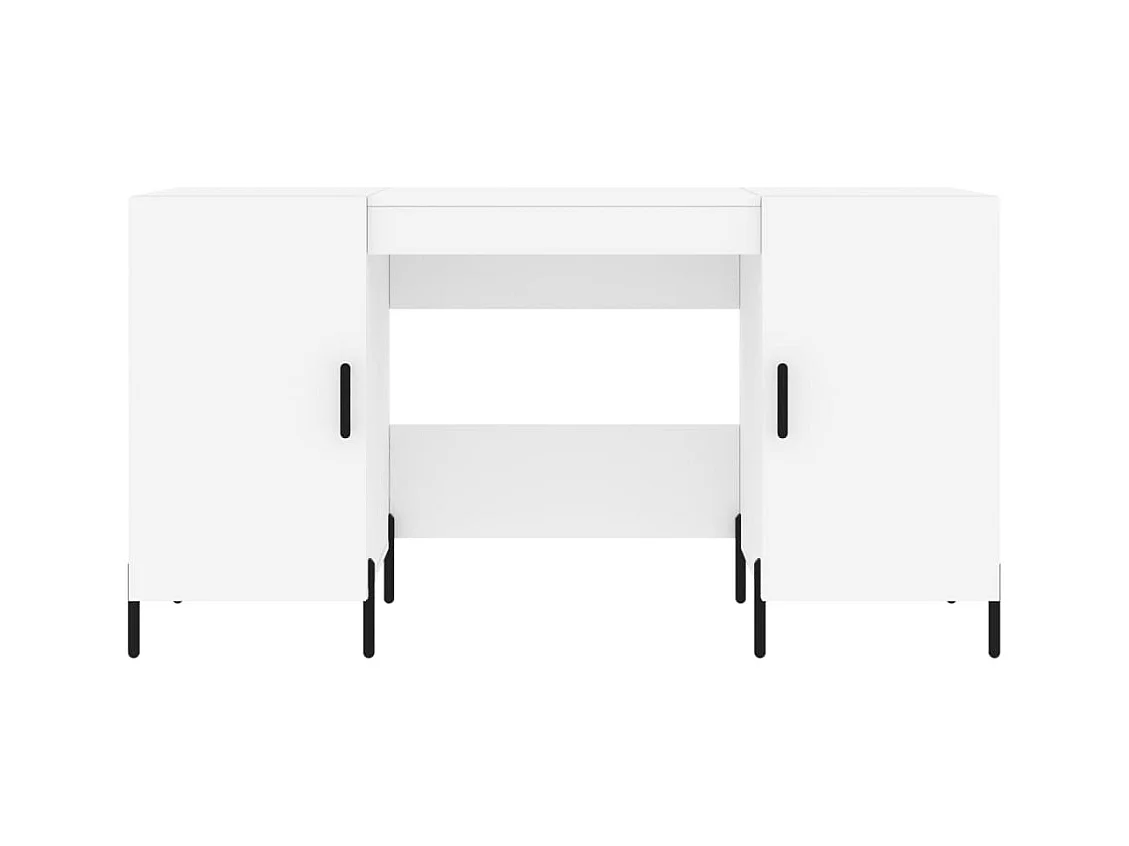 Scrivania tavolo postazione di lavoro mobile per computer studio 140 x 50 x 75 cm derivati ​​del legno bianco 02_0023517