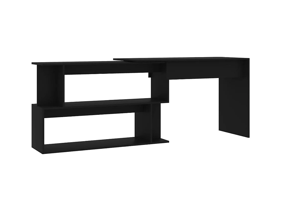 Mesa mesa estação de trabalho móveis de computador canto de TI estudo 200 x 50 x 76 cm madeira engenharia preto 02_0023692