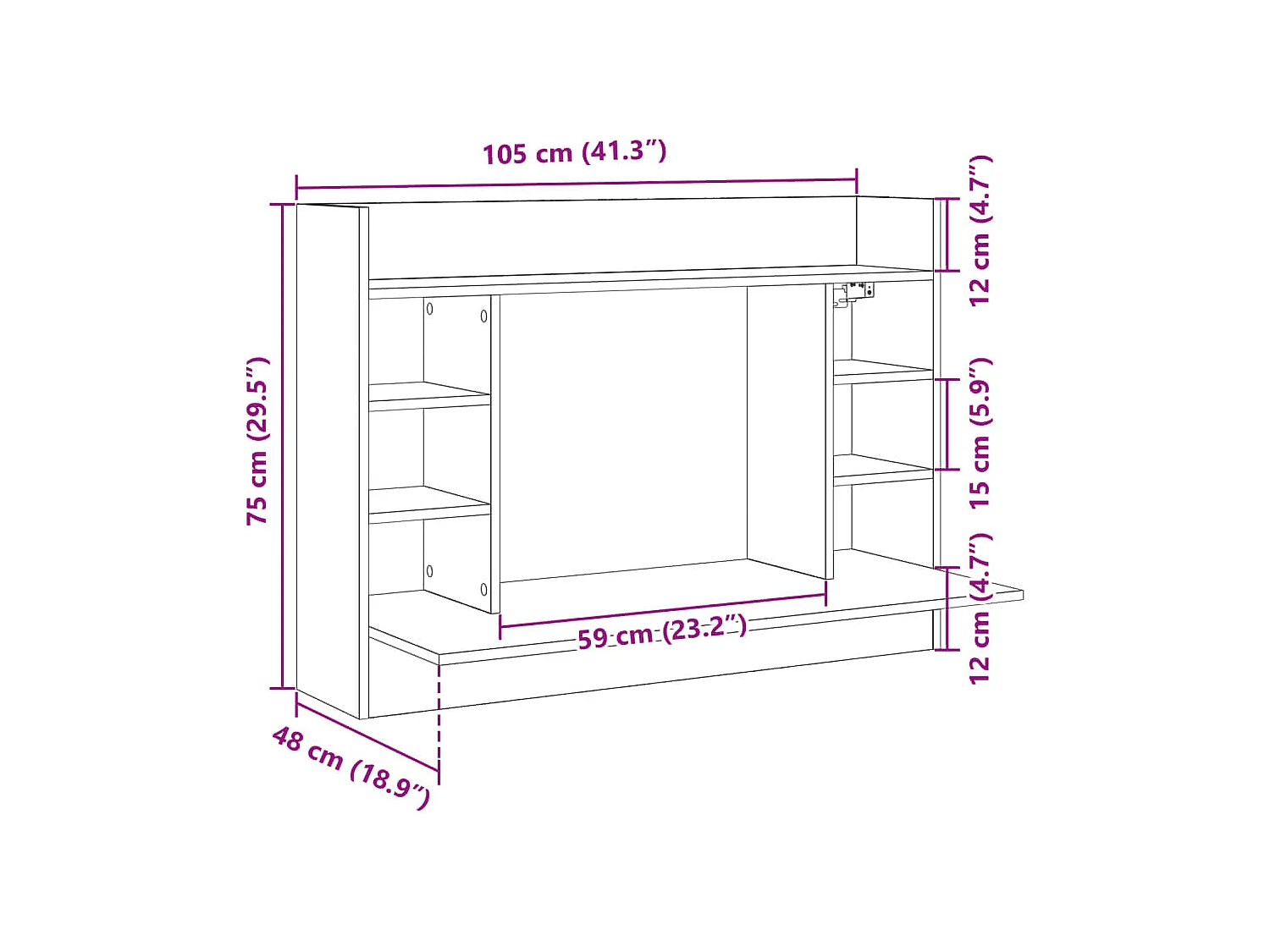 Scrivania tavolo postazione computer mobile studio computer a parete 105 x 48 x 75 cm in legno ingegnerizzato nero 02_0023880